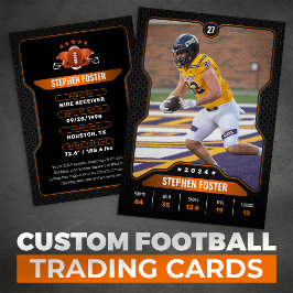 Foto für Orange & Black Football Trading Card Play Telefonnummerkarte