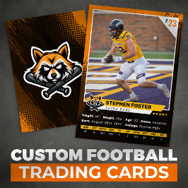 Foto für Orange & Black Football Trading Card Play Telefonnummerkarte