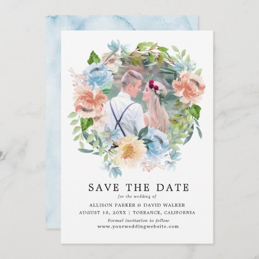 Foto für Pastellfarben Save the Date Karte (Vorne/Hinten)