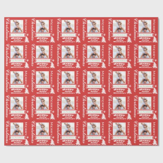 Foto für personalisierte Familienferien Geschenkpapier (Flach)