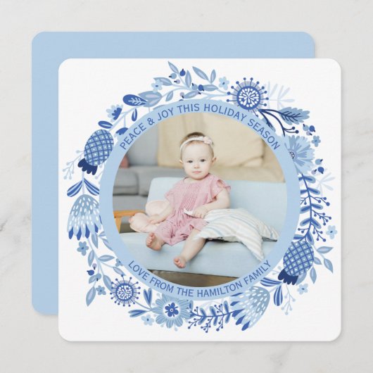 Foto für Personalisiertes Blaues Kraut Feiertagskarte (Vorne/Hinten)