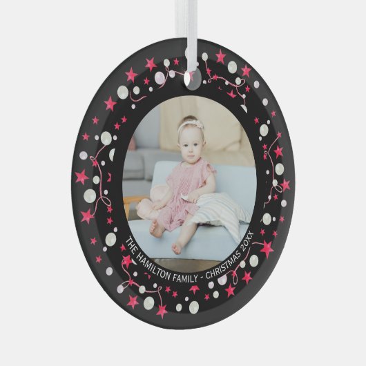 Foto für Personalisiertes Rosa Kraut Ornament Aus Glas (Vorderseite Rechts)