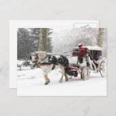 Foto für Pferde und Buggy im Central Park Winter Postkarte (Vorne/Hinten)