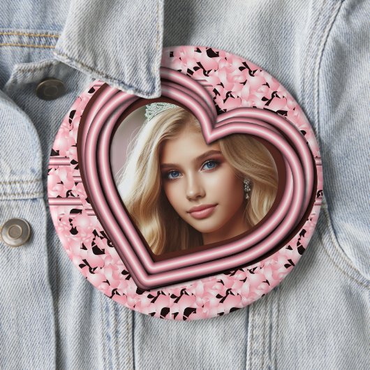 Foto für rosa Herzrahmen im Design mit benutzerdef Button (Beispiel)