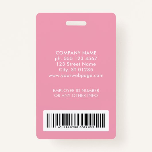 Foto für rosa Sicherheitslogo Strichcode-Mitarbeit Ausweis (Rückseite)