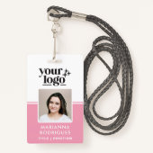 Foto für rosa Sicherheitslogo Strichcode-Mitarbeit Ausweis (Vorderseite mit Schlüsselband)
