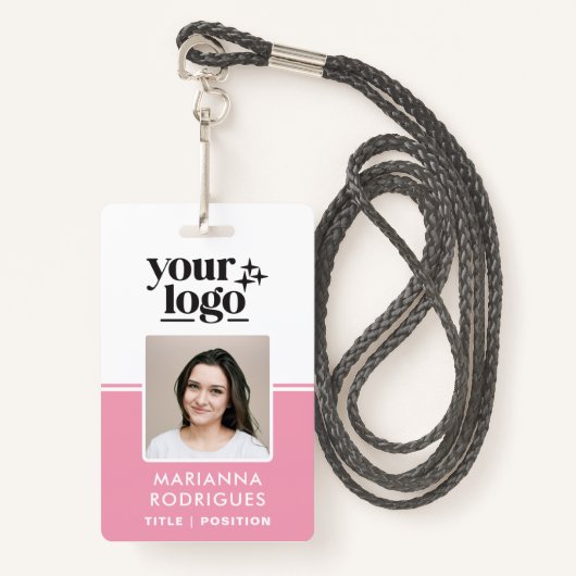 Foto für rosa Sicherheitslogo Strichcode-Mitarbeit Ausweis (Vorderseite mit Schlüsselband)