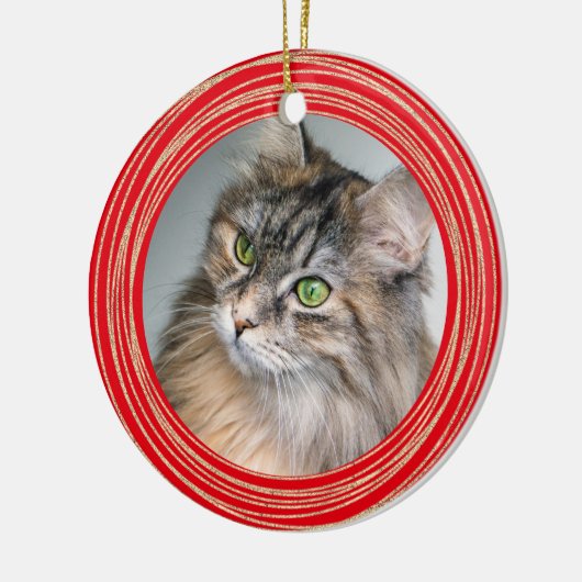 Foto für Rote Katzen-Gedenkangebot anpassen Keramik Ornament (Links)