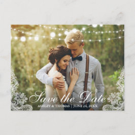 Foto für Save the Date Spitzen- und String-Lichter Ankündigungspostkarte