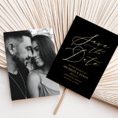 Foto für Schwarz-Gold-Kalligrafie Save the Date Folieneinladung