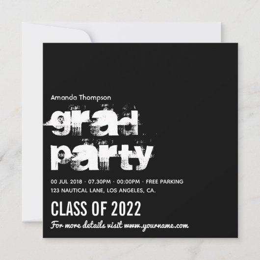 Foto für schwarze und goldene Abschluss Einladung (Rückseite)