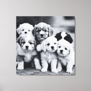 Foto für Schwarze und Weiße Hunde Kunst Leinwanddruck