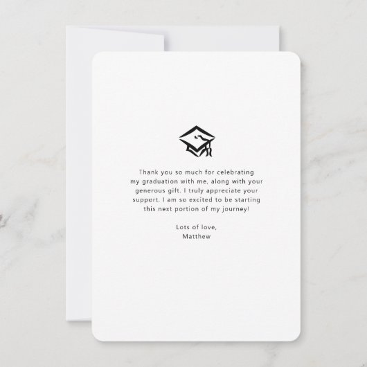 Foto für schwarzen Abschluss mit feinem, weißen Sk Dankeskarte (Rückseite)