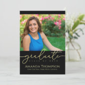 Foto für Schwarzweiß-Script-Abschluss Einladung (Stehend Vorderseite)