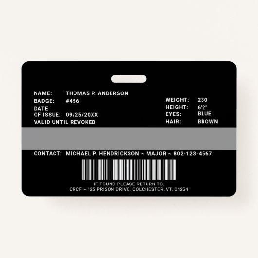 Foto für Strafverfolgungsbeamte Beruflich Jailor-I Ausweis (Rückseite)