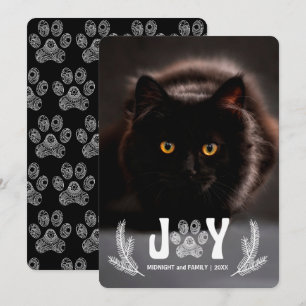 Foto für vertikale Pinien und Paw Print Cat Lover Feiertagskarte