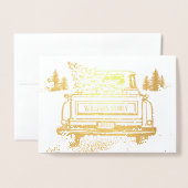 Foto für Vintage Weihnachtsfahrten Folienkarte (Vorderseite mit Umschlag)