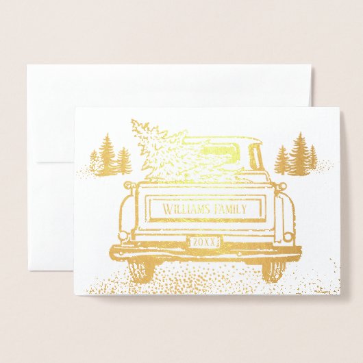 Foto für Vintage Weihnachtsfahrten Folienkarte (Vorderseite mit Umschlag)