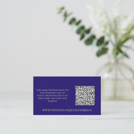 Foto für Violet- und Goldmuster-Hochzeiten RSVP QR Begleitkarte (Stehend Vorderseite)