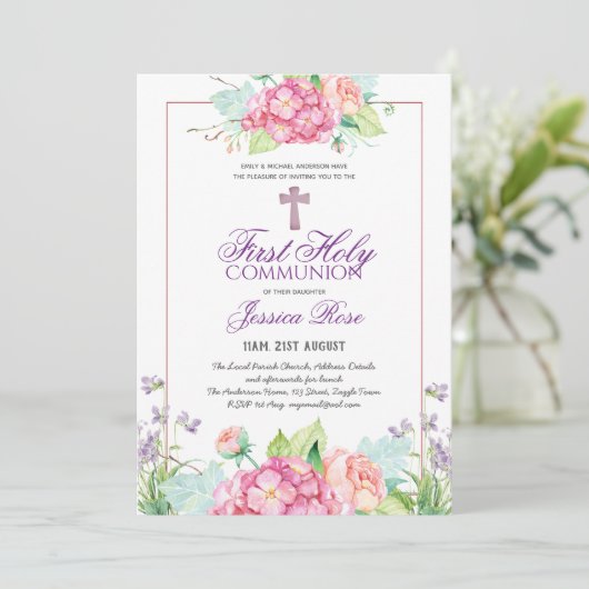 Foto für Wasserfarben Erste Kommune Einladung (Stehend Vorderseite)