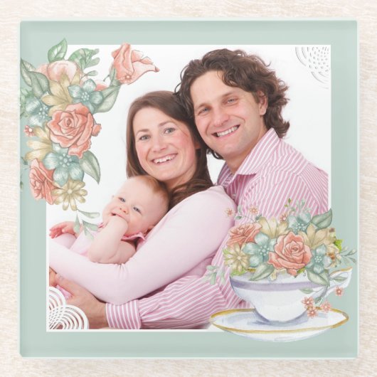 Foto für Wasserfarben und Teacup Glasuntersetzer (Vorderseite)