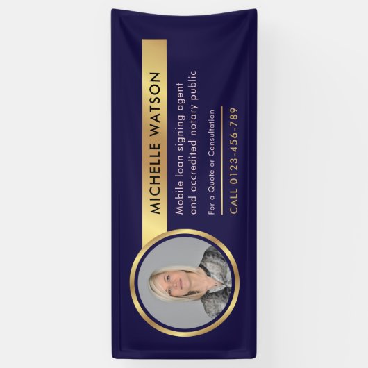 Foto für Werbung für Unternehmen in Navy & Gold Banner (Vertikal)