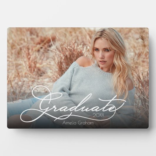 Foto für White Script-Abschluss Fotoplatte (Vorderseite)