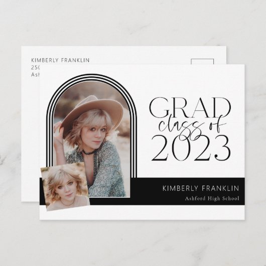 Foto für zeitgenössische Chic-Abschluss Ankündigungspostkarte (Vorne/Hinten)