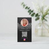 Foto Füttre Grid Social Media QR Code Black Glitze Visitenkarte (Stehend Vorderseite)