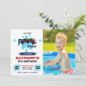 Foto Gamer Pool Party Geburtstag Einladung (Stehend Vorderseite)