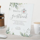 Foto-Gästebuch Eukalyptus & Goldgrün Hochzeit Sockelschild (In Situ)