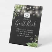 Foto Gästebuch Grün Schwarz und Weiß Hochzeit Sockelschild (Vorderseite)
