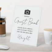 Foto Gästebuch Schwarz-Weiß-Hochzeit Sockelschild (In SItu)