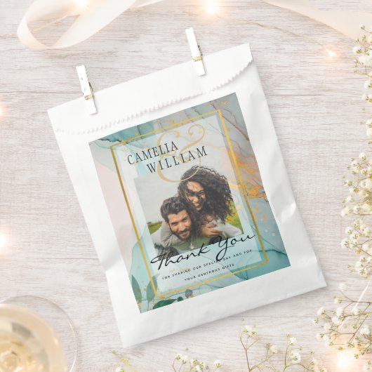 FOTO GASTGESCHENK HOCHZEIT BAGS Sea Glass Aquamari Geschenktütchen (Ausgeschnitten)