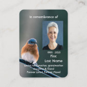 Foto Gebet Bluebird Garden Bird Visitenkarte (Rückseite)