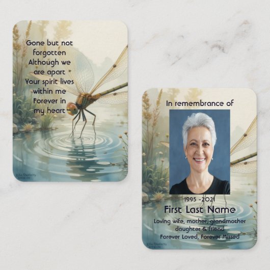 Foto Gebet-Dragonfly Friedlicher See Visitenkarte (Vorne/Hinten)