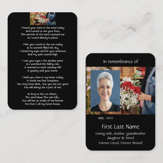 Foto Gebet Floristische Blume Ankunft Visitenkarte (Vorne/Hinten)