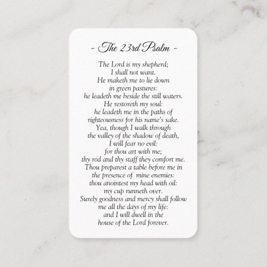 Foto-Gebetskarte | Die 23. Psalm-Gedenkkarte Visitenkarte (Rückseite)