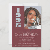 Foto geboren 1995 bordeauxrot einladung (Vorderseite)