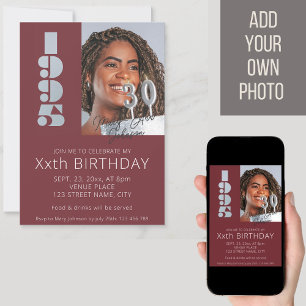 Foto geboren 1995 bordeauxrot einladung