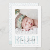 FOTO GEBURT ANKÜNDIGUNG Hallo blauer Junge (Vorne/Hinten)