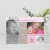 FOTO GEBURT ANKÜNDIGUNG mondrisches Mädchen rosa (Stehend Vorderseite)