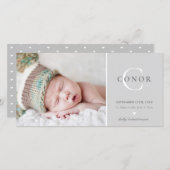 FOTO GEBURT ANKÜNDIGUNG Süßes neues Baby grau (Vorne/Hinten)