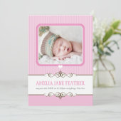 FOTO GEBURT ANKÜNDIGUNG wertvolles Mädchen rosa (Stehend Vorderseite)