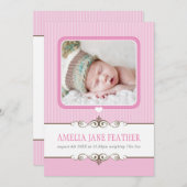 FOTO GEBURT ANKÜNDIGUNG wertvolles Mädchen rosa (Vorne/Hinten)
