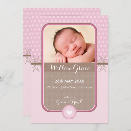 FOTO GEBURT ANZEIGEN ANKÜNDIGUNG (Vorne/Hinten)