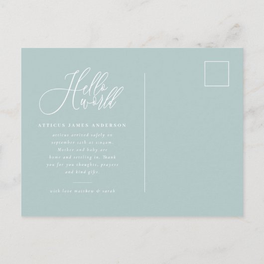 Foto-Geburtsankündigung Ankündigungspostkarte (Rückseite)