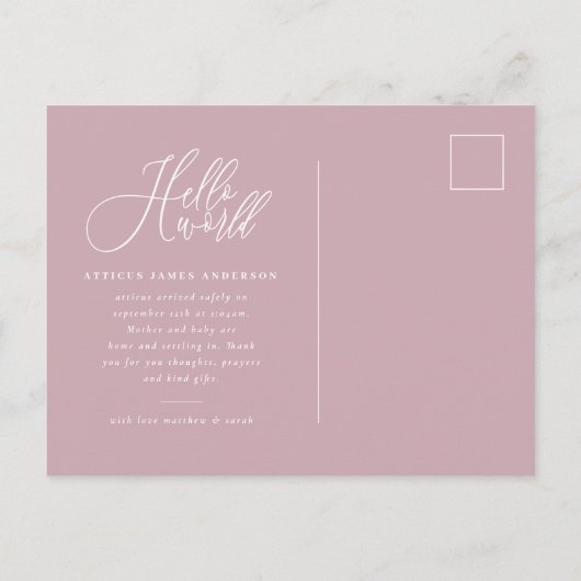 Foto-Geburtsankündigung Ankündigungspostkarte (Rückseite)