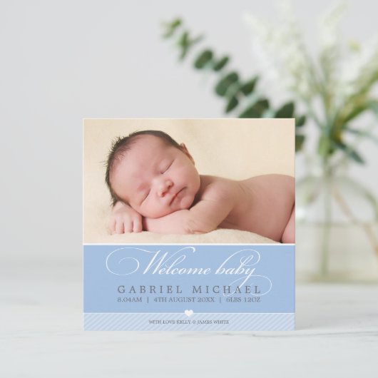 FOTO GEBURTSANKÜNDIGUNG: hübscher Typ SQ 5 Ankündigung (Stehend Vorderseite)