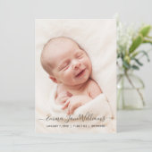 Foto Geburtsankündigung Karte Peachy Pink Zurück (Stehend Vorderseite)